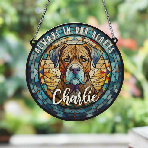 Boxer Brindle Memorial Stained Glass Effect Suncatcher